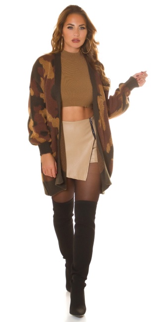 Oversized Knit Cardigan Brown
